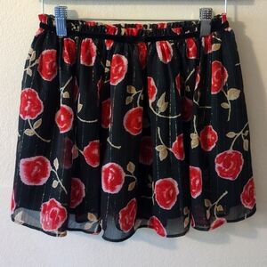 Kate Spade Girl's Floral Black and Red Skirt